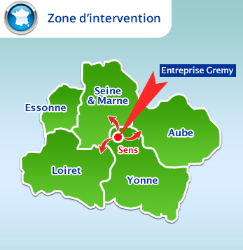 Zone intervention travaux Yonne 89, Aube 10, Loiret 45, Seine-et-Marne 77, Essonne 91